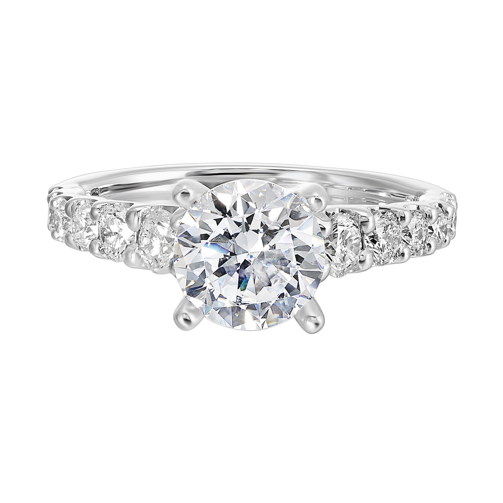 14Kt White Semi Mount 7/8Ctw For 2Ctw Round Center