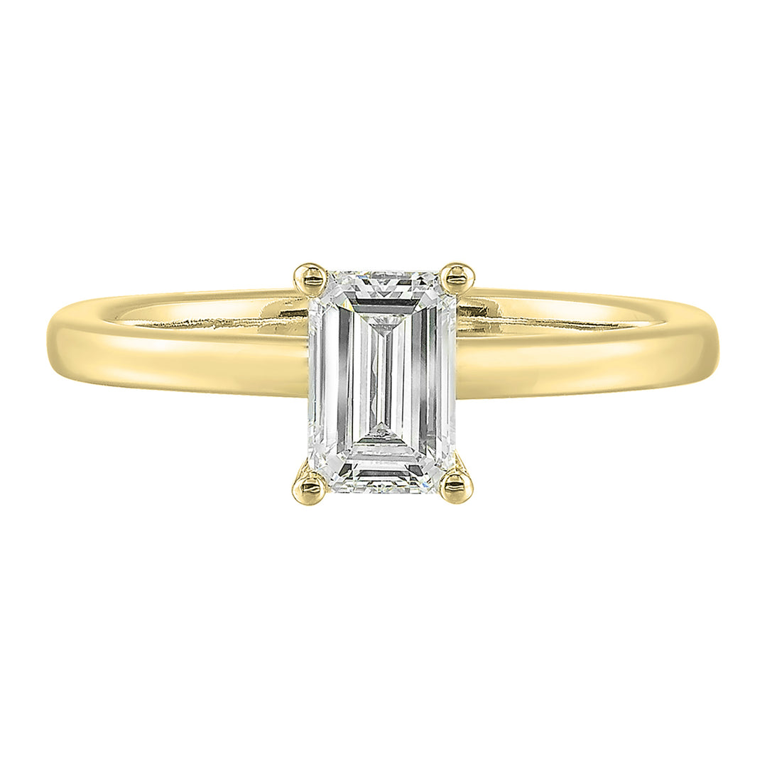 14Kt Yellow Semi Mount 1/15Ctw For 2Ct Emerald Cut Center