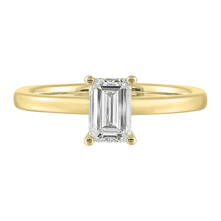 14Kt Yellow Semi Mount 1/15Ctw For 2Ct Emerald Cut Center