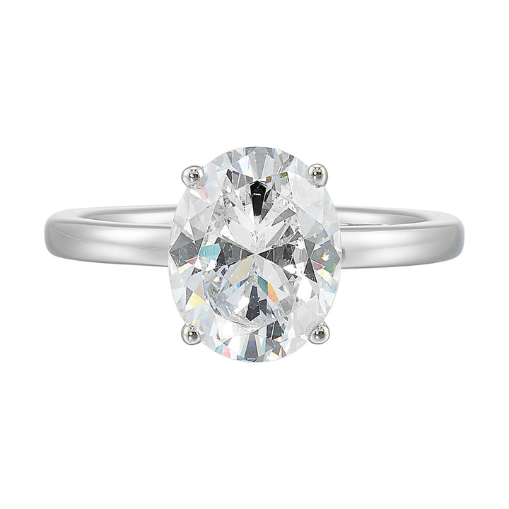 14Kt White Semi Mount 1/10Ctw For 2Ctw Oval Center