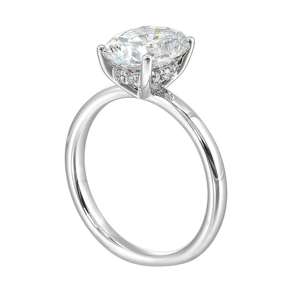 14Kt White Semi Mount 1/10Ctw For 2Ctw Oval Center