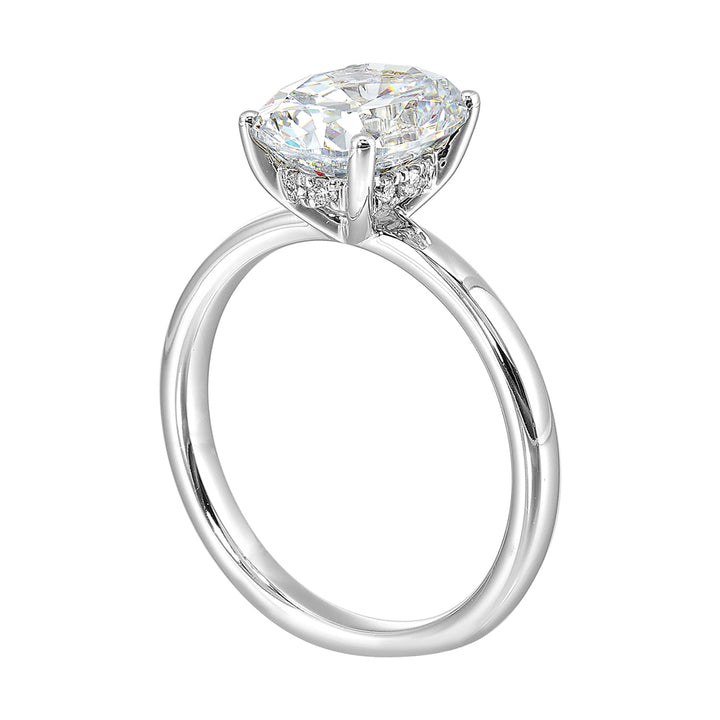 14Kt White Semi Mount 1/10Ctw For 2Ctw Oval Center
