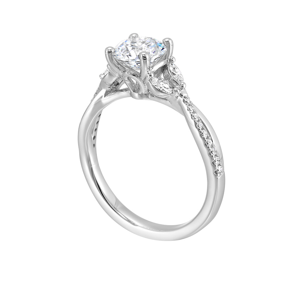 This beautiful ring features a playful strand of pave diamonds and metal with added marquise on shoulders that provides an extra sparkle to your look.