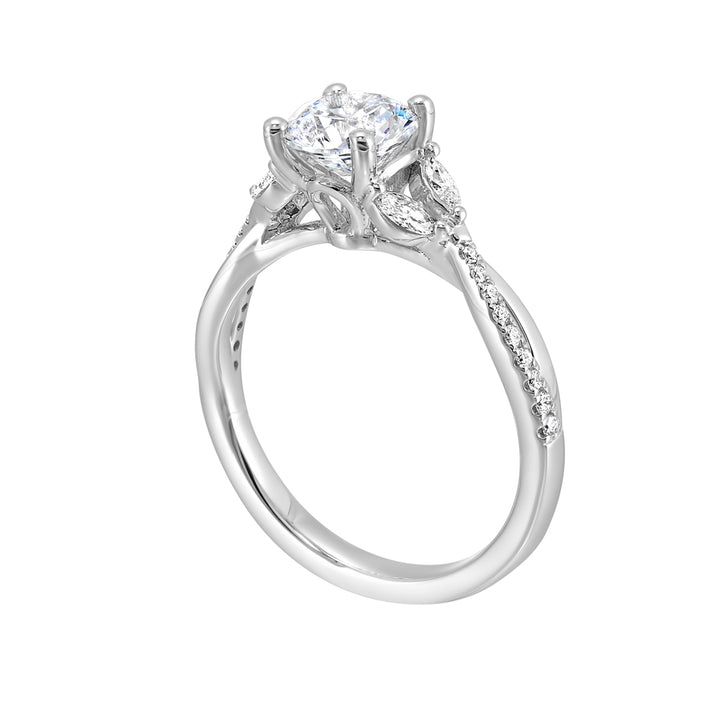 This beautiful ring features a playful strand of pave diamonds and metal with added marquise on shoulders that provides an extra sparkle to your look.