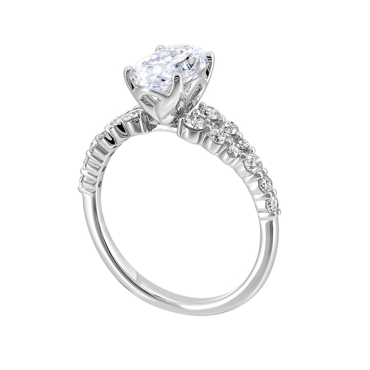 14Kt White Semi Mount 1/2Ctw For 1 1/2Ctw Oval Center