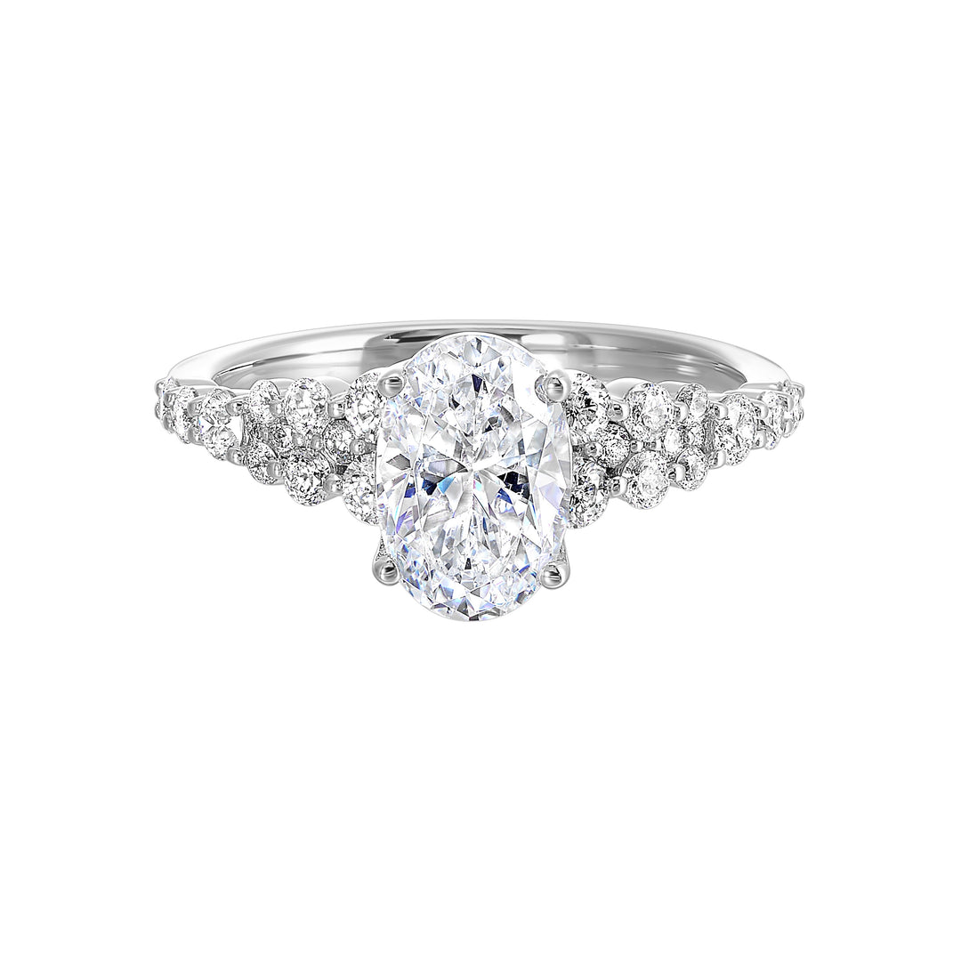 14Kt White Semi Mount 1/2Ctw For 1 1/2Ctw Oval Center