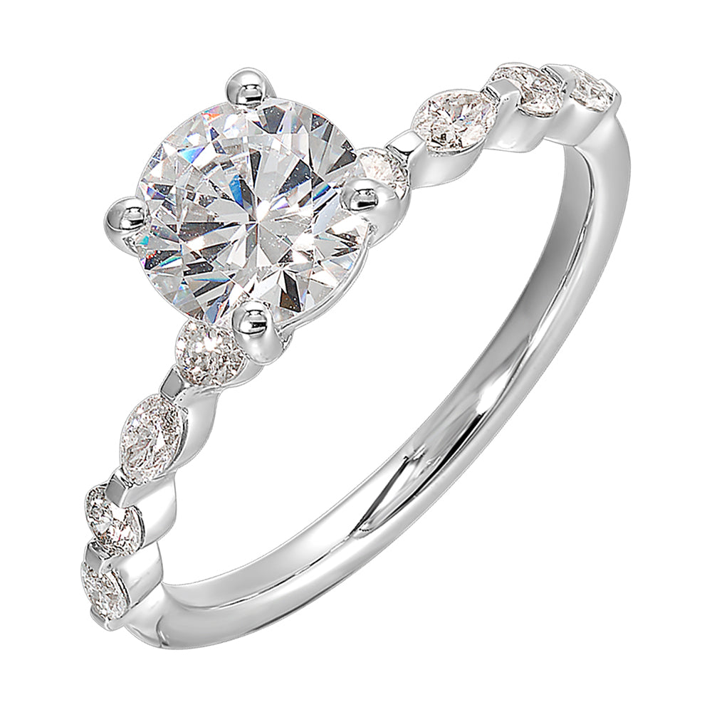 Treasure the special moment forever with marquiseand round shape diamond in this sparkling round center engagement ring.