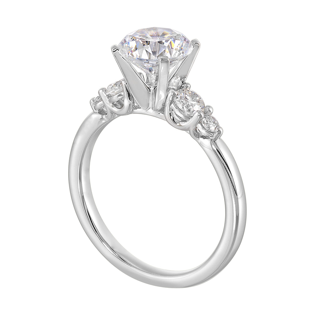 14Kt White Semi Mount 1/2Ctw For 2Ct Round Center