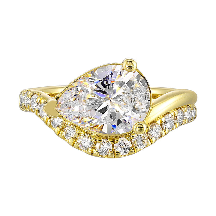 14Kt Yellow Semi Mount 1/2Ctw For 3Ct Pear Center