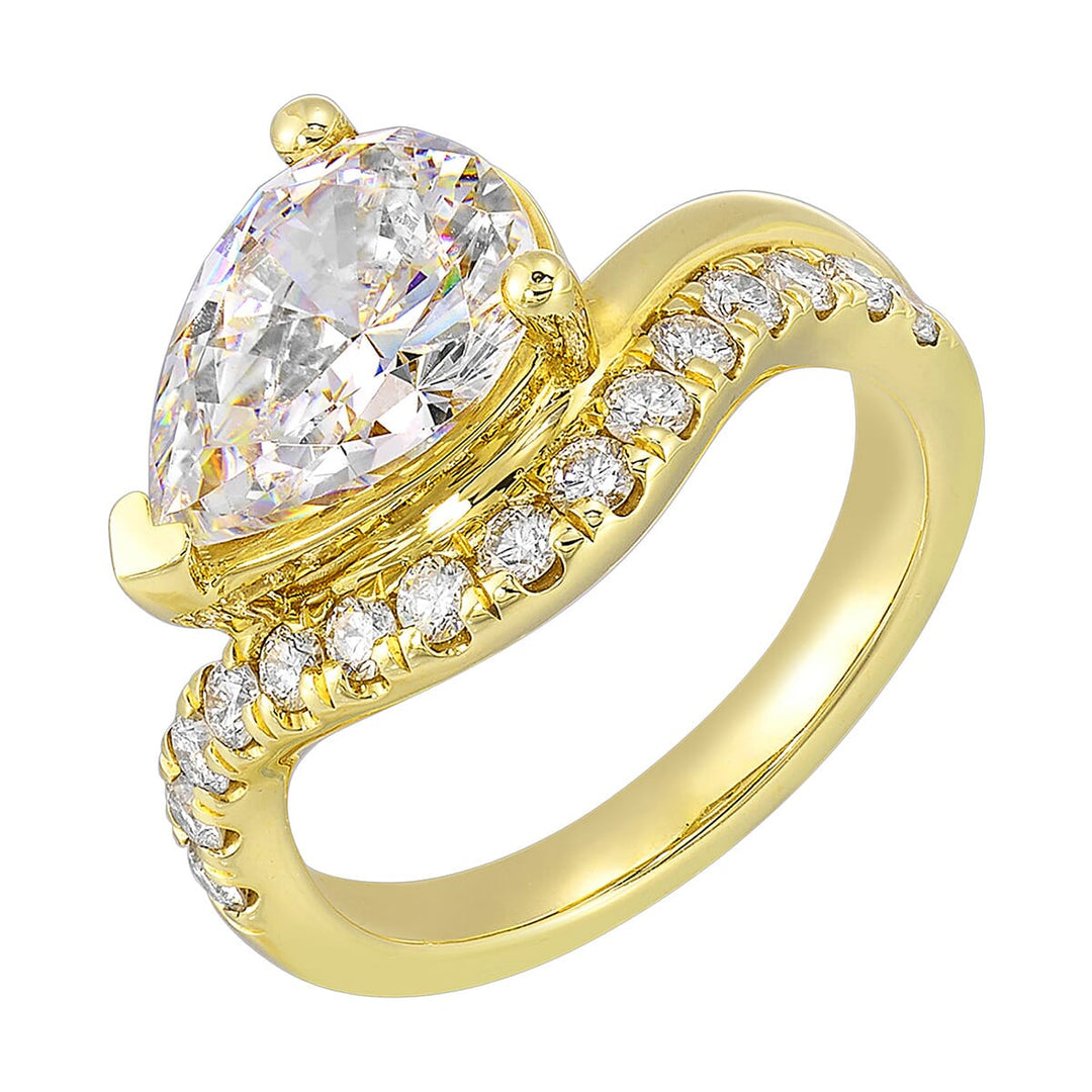 14Kt Yellow Semi Mount 1/2Ctw For 3Ct Pear Center
