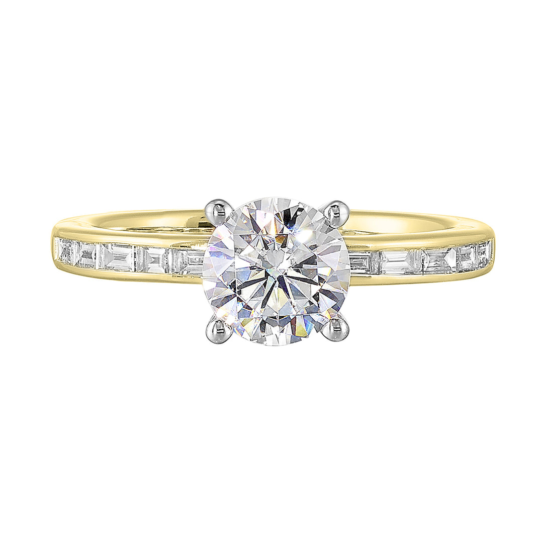 14Kt White Yellow Semi Mount 1/5Ctw For 2Ct Round Center