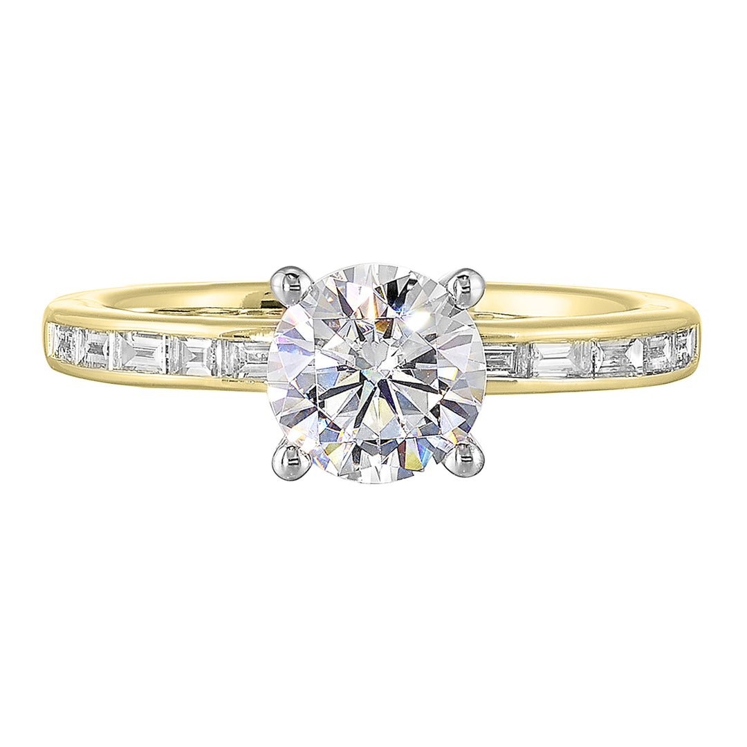 14Kt White Yellow Semi Mount 1/5Ctw For 2Ct Round Center
