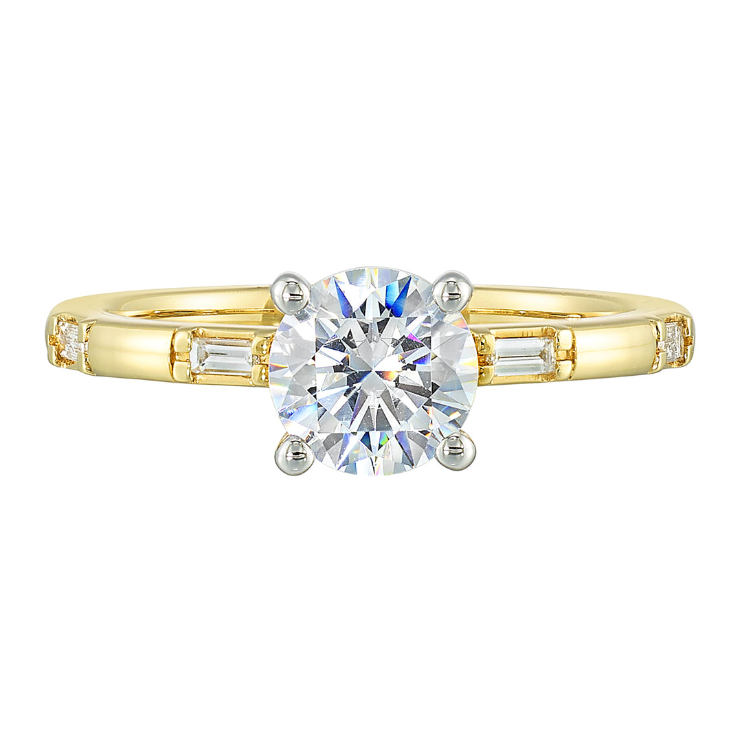 14Kt White Yellow Semi Mount 1/7Ctw For 1Ct Round Center