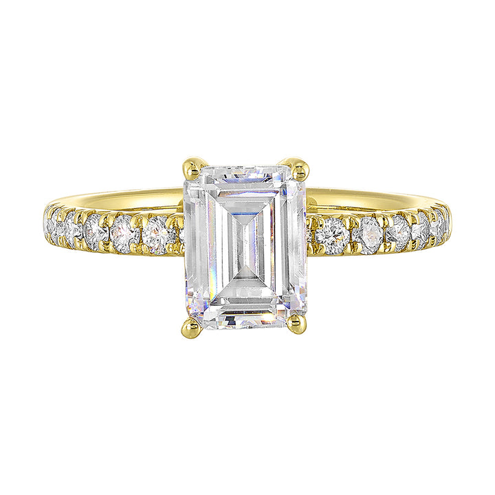 14Kt Yellow Semi Mount 1/3Ctw For 1Ctw Emerald Cut Center