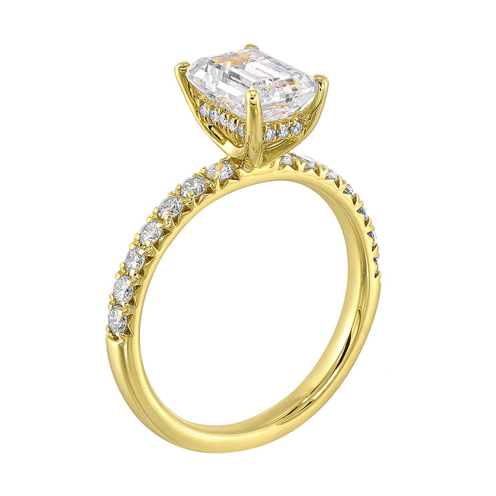 14Kt Yellow Semi Mount 1/3Ctw For 1Ctw Emerald Cut Center