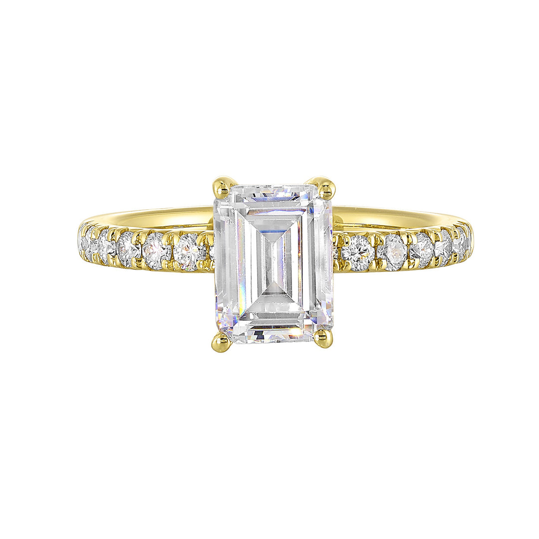 14Kt Yello Semi Mount 3/8Ctw For 1 1/2Ctw Emerald Cut Center