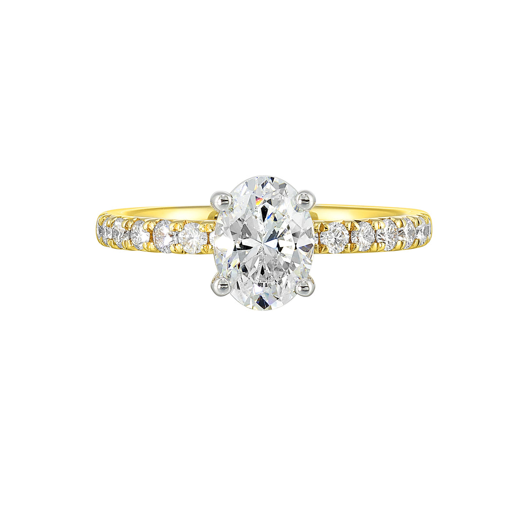 14Kt White Yellow Semi Mount 3/8Ctw For 2Ct Oval Center