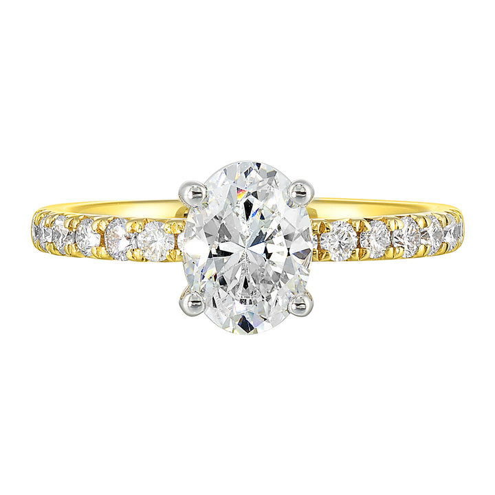 14Kt White Yellow Semi Mount 3/8Ctw For 2Ct Oval Center