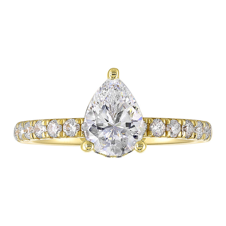 14Kt Yellow Semi Mount 3/8Ctw For 1Ctw Pear Center