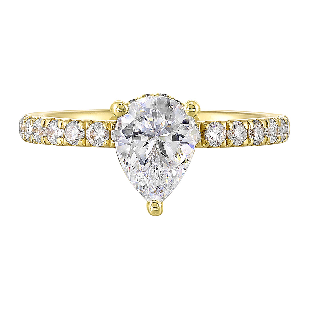 14Kt Yellow Semi Mount 3/8Ctw For 1Ctw Pear Center