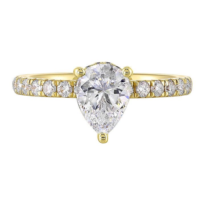 14Kt Yellow Semi Mount 3/8Ctw For 1Ctw Pear Center