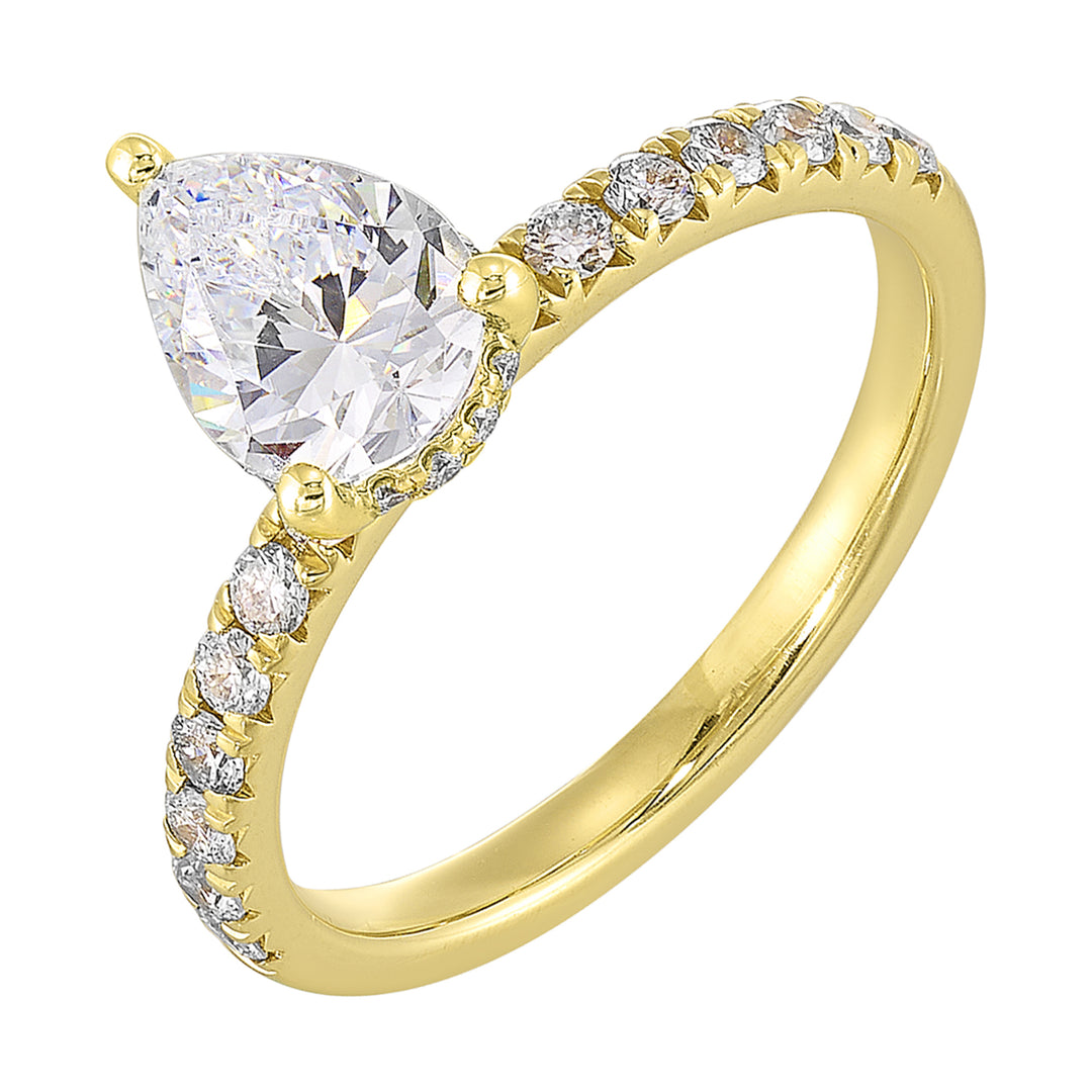 14Kt Yellow Semi Mount 3/8Ctw For 1Ctw Pear Center