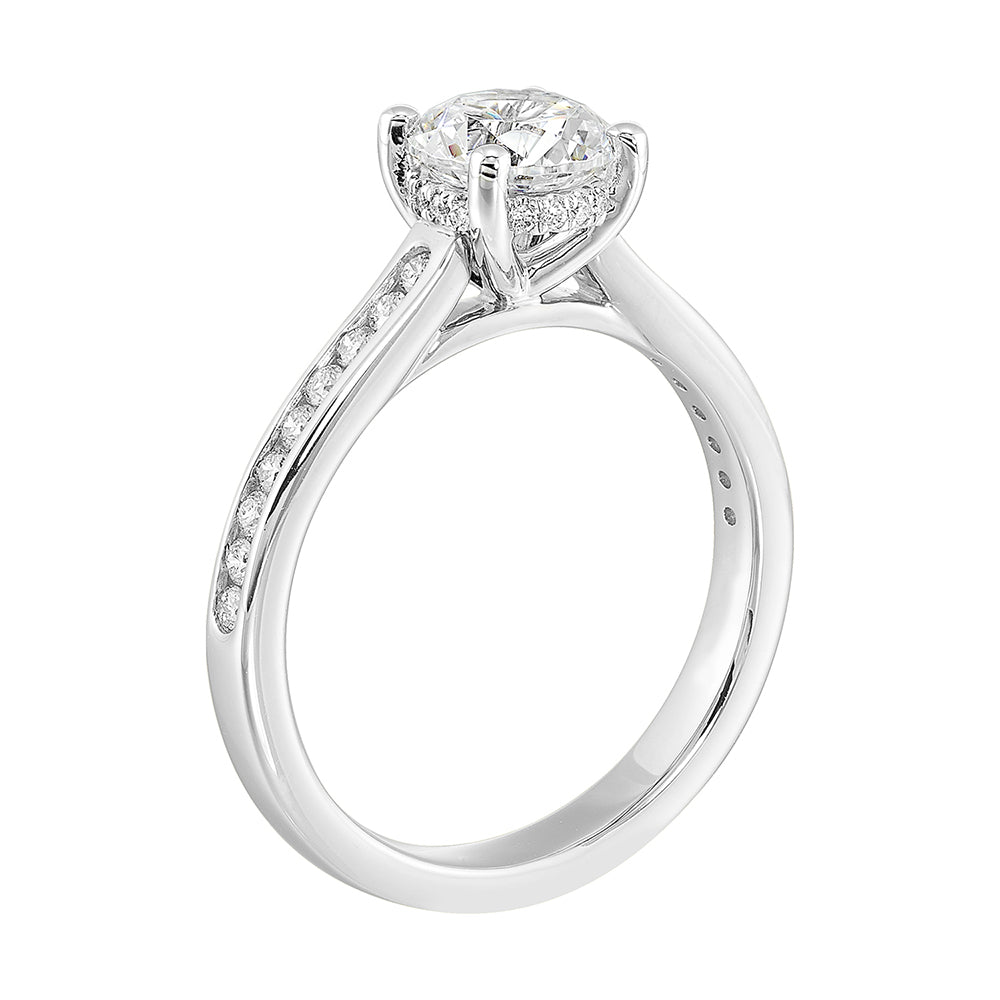 14Kt White Semi Mount 1/4Ctw For 1Ct Round Center