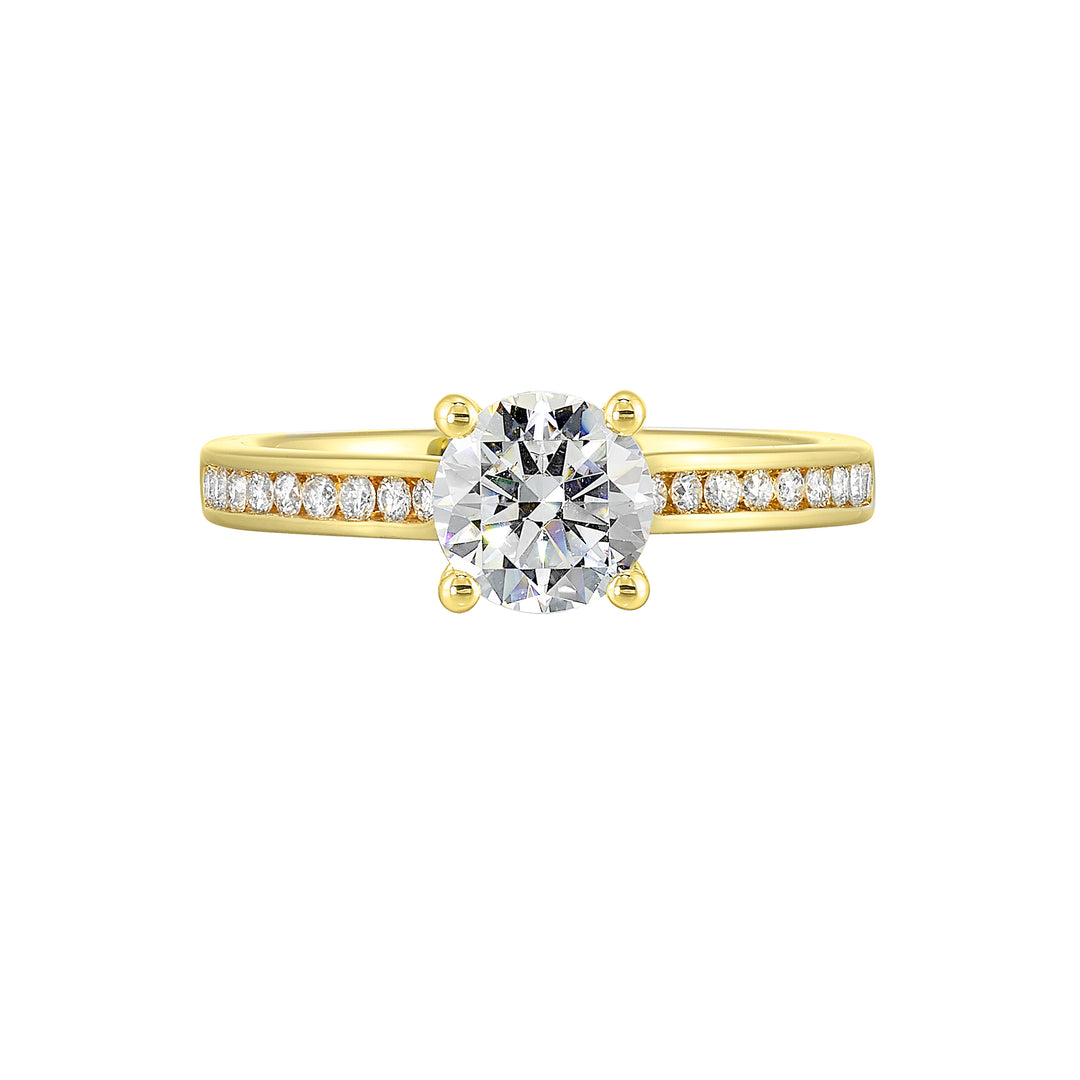 14Kt Yellow Semi Mount 1/4Ctw For 1Ctw Round Center