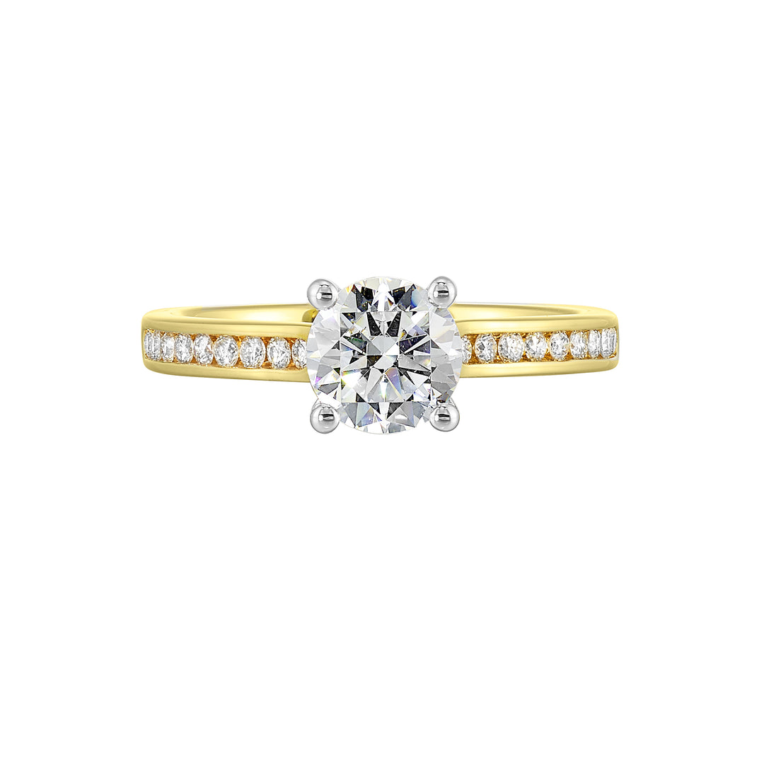 14Kt White Yellow Semi Mount 1/4Ctw For 1Ctw Round Center