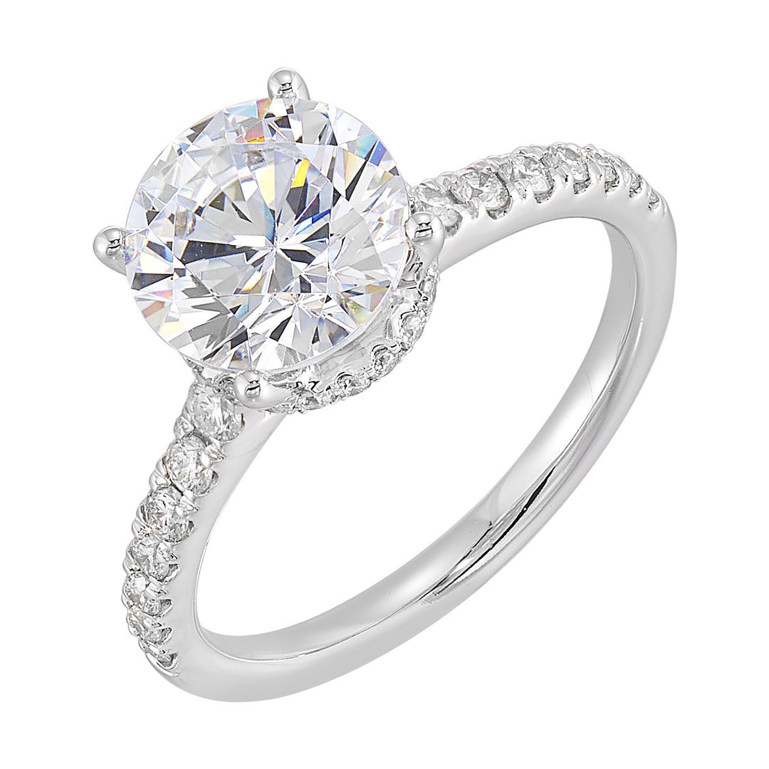14Kt White Semi Mount 3/8Ctw For 2Ctw Round Center