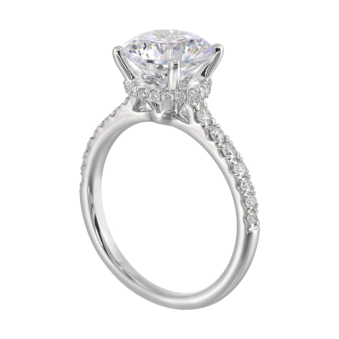 14Kt White Semi Mount 3/8Ctw For 2Ctw Round Center