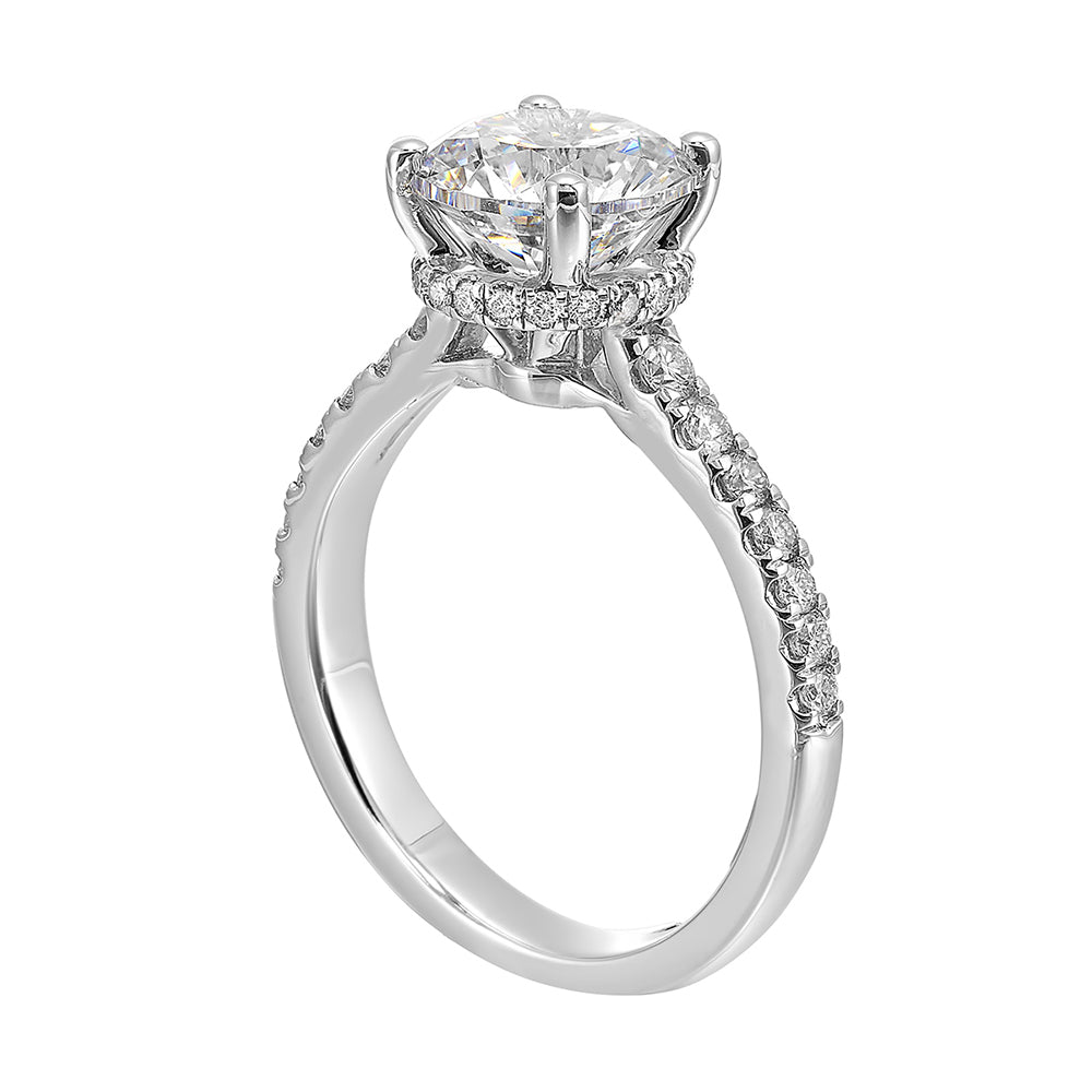 14Kt White Semi Mount 3/8Ctw For 1 1/2Ctw Round Center