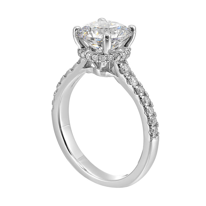14Kt White Semi Mount 3/8Ctw For 1 1/2Ctw Round Center