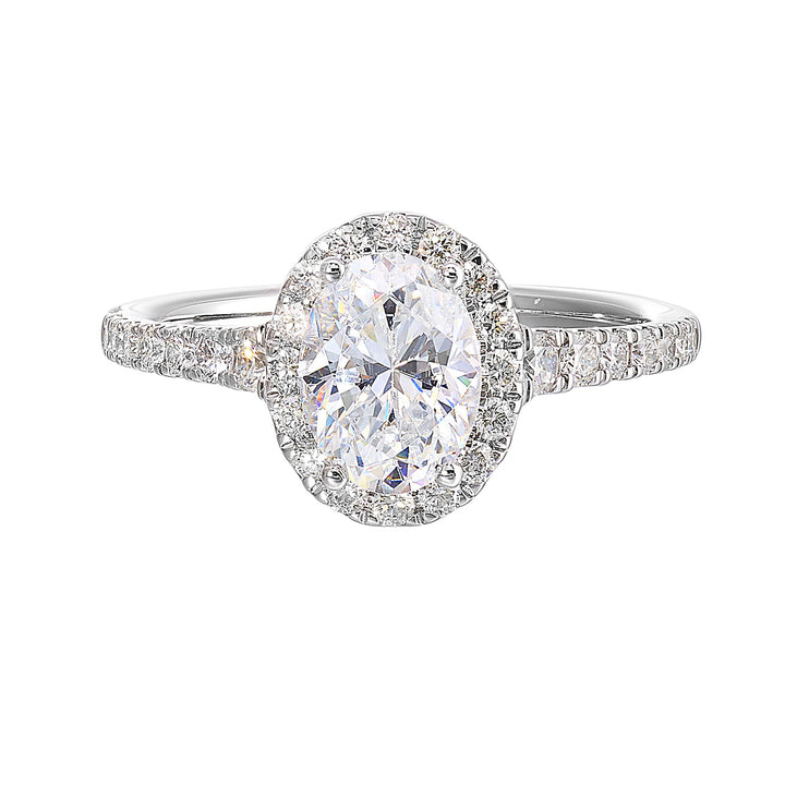 14Kt White Semi Mount 1/2Ctw For 1Ctw Oval Center