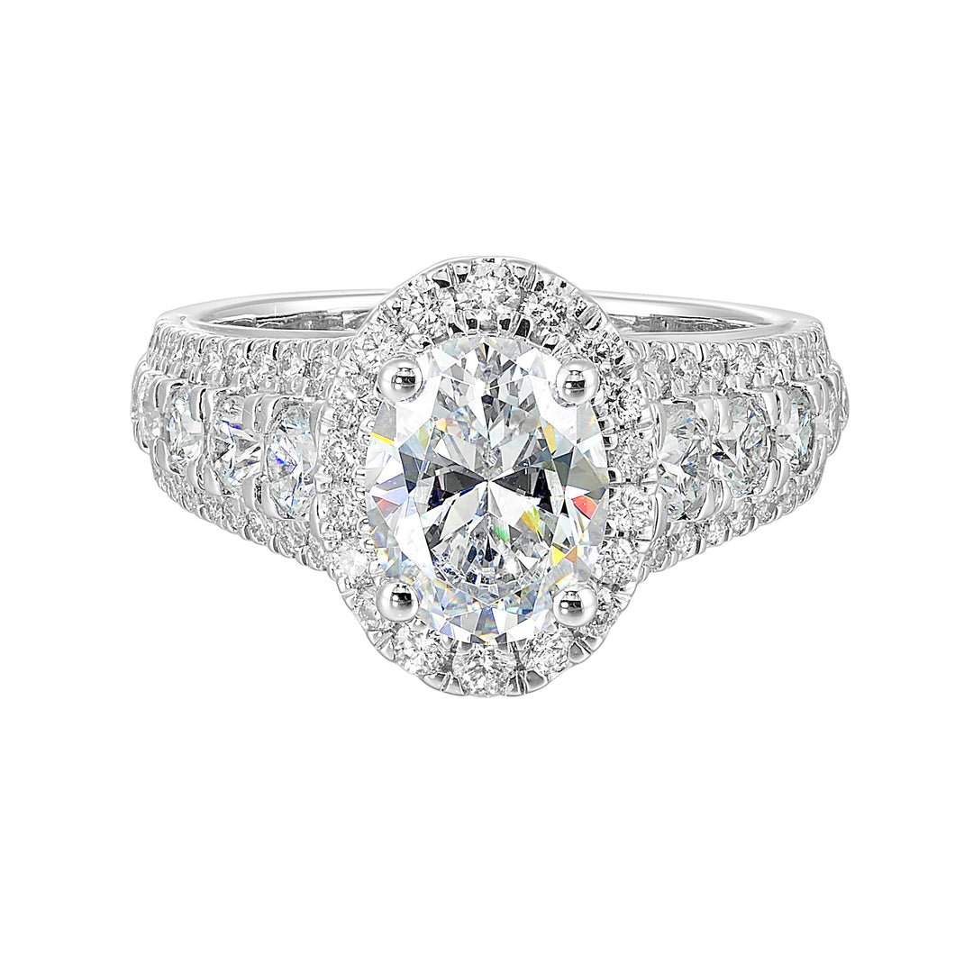 14Kt White Semi Mount 1 1/3Ctw For 2Ctw Oval Center