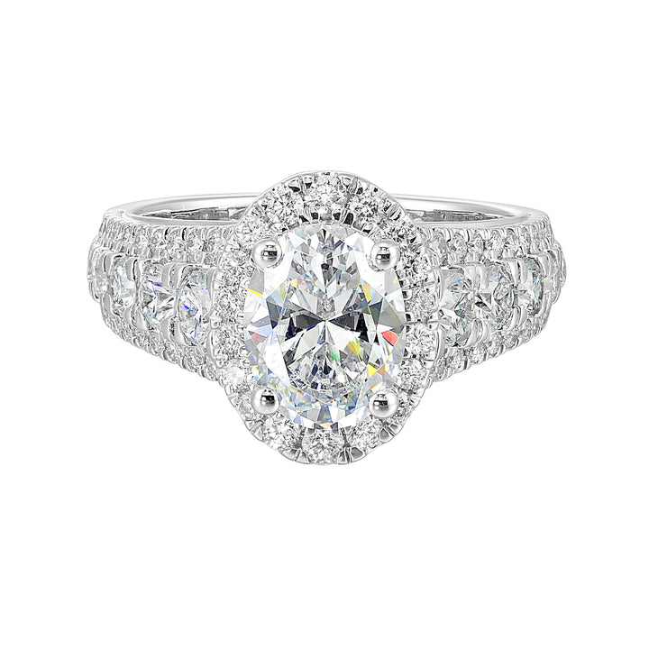 14Kt White Semi Mount 1 1/3Ctw For 2Ctw Oval Center