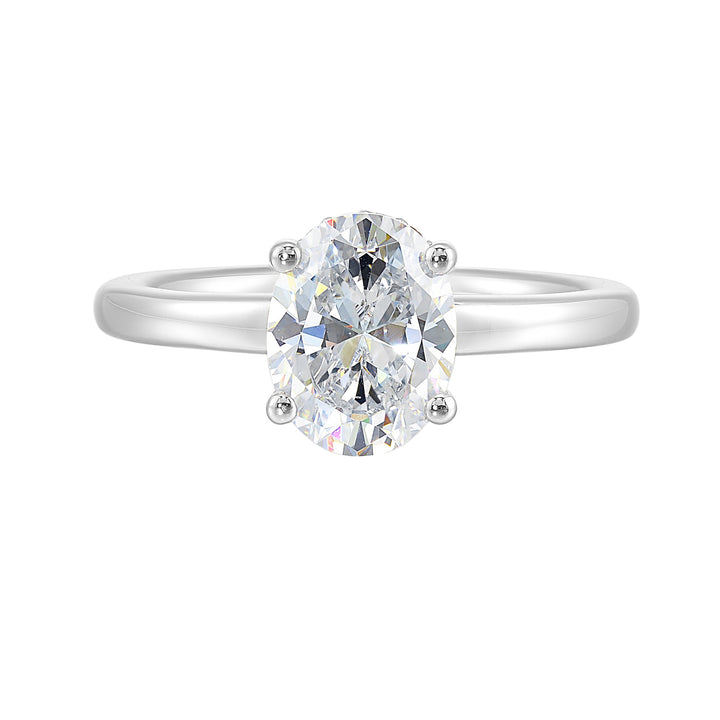 14Kt White Semi Mount 1/8Ctw For 2Ctw Oval Center
