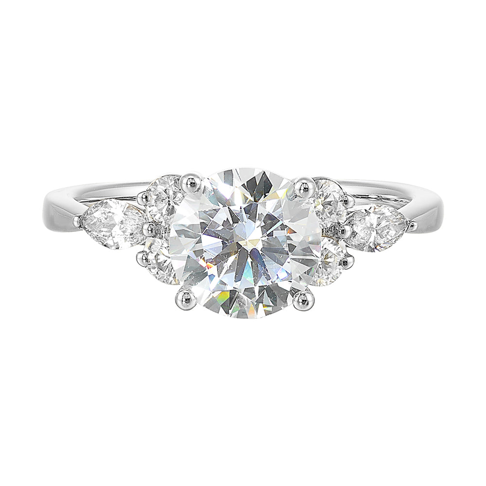 14Kt White Semi Mount 3/8Ctw For 1 1/2Ct Round Center