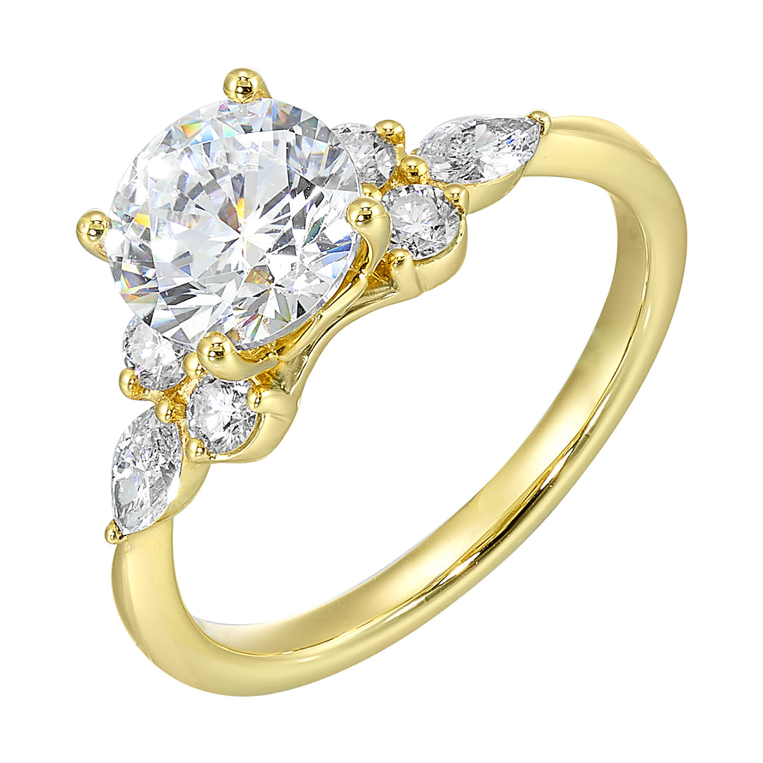 14Kt Yellow Semi Mount 3/8Ctw For 1 1/2Ct Round Center