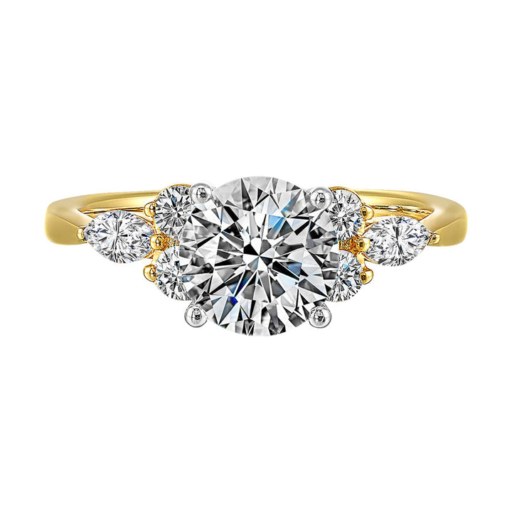 14Kt White Yellow Semi Mount 3/8Ctw For 1 1/2Ct Round Center