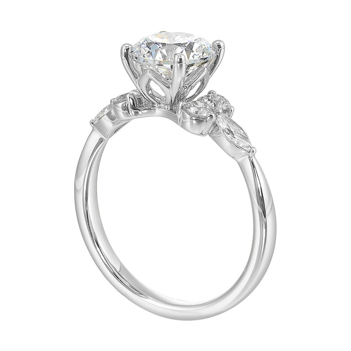 14Kt White Semi Mount 5/8Ctw For 2Ctw Round Center