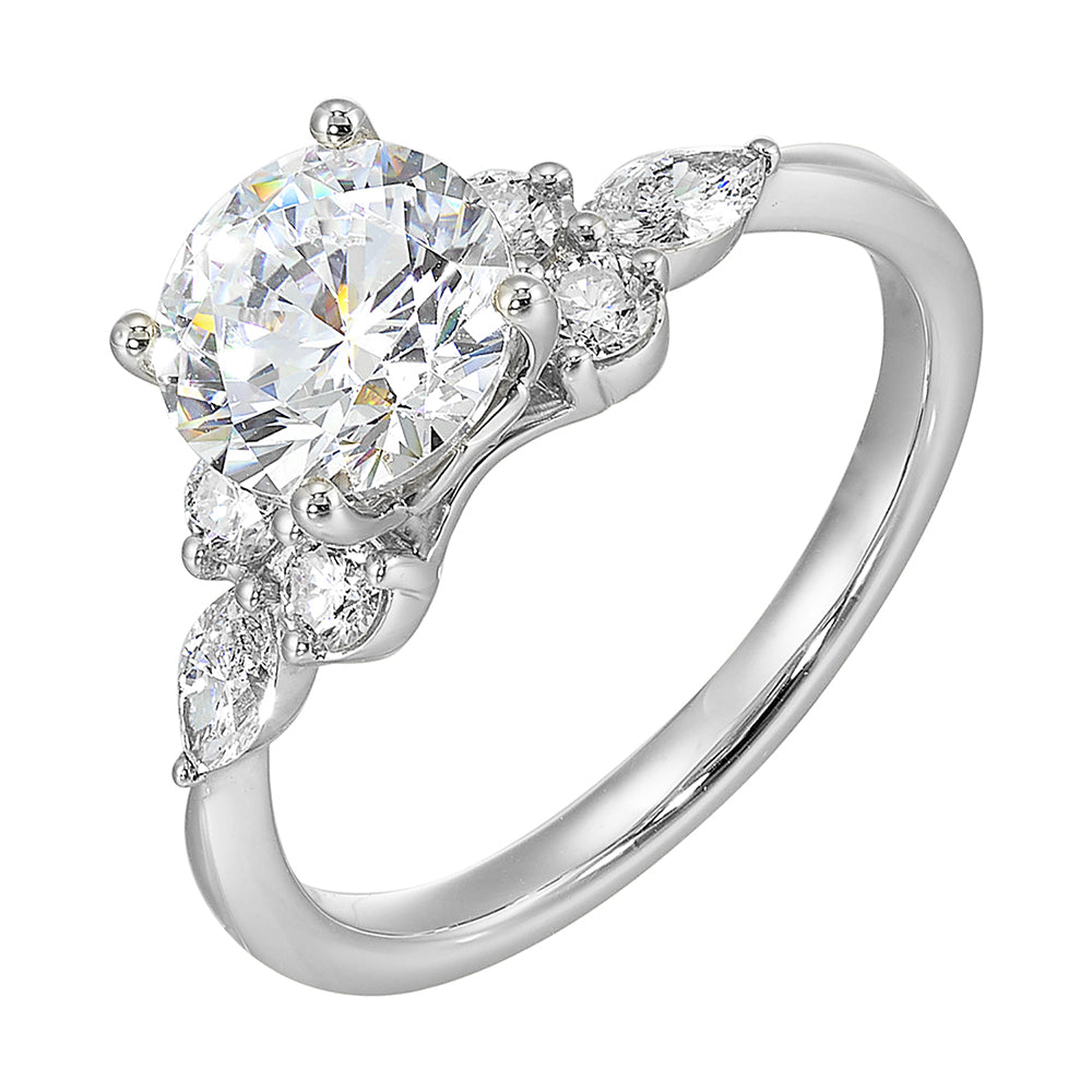 14Kt White Semi Mount 5/8Ctw For 2Ctw Round Center