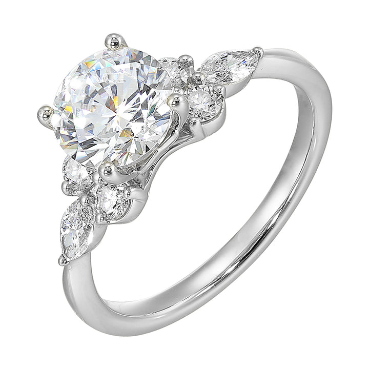 14Kt White Semi Mount 5/8Ctw For 2Ctw Round Center
