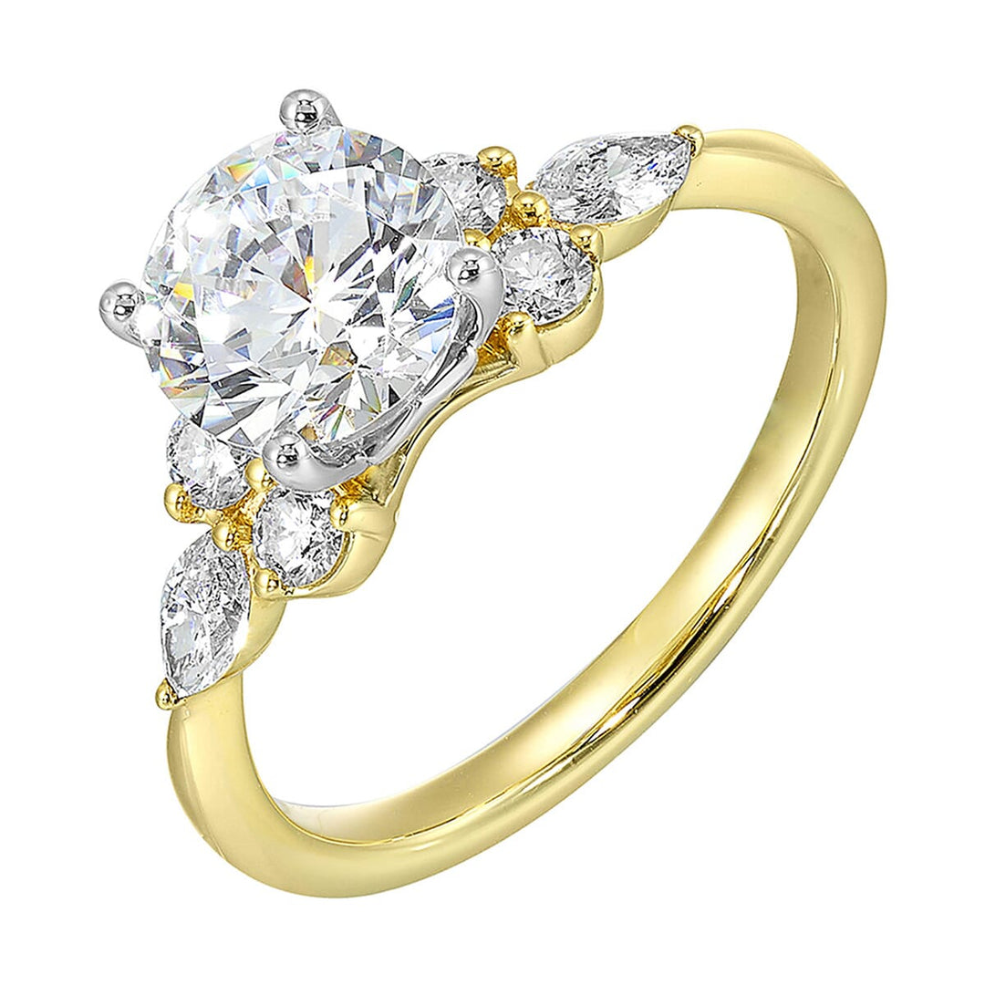 14Kt White Yellow Semi Mount 5/8Ctw For 2Ct Round Center
