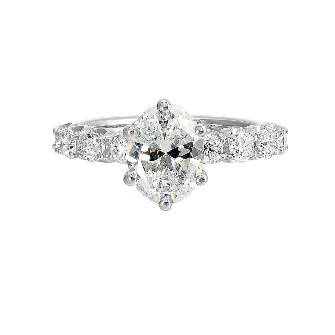 Redefine elegance with a breathtaking solitaire set alongside bigger, bolder diamonds on shank adding a touch of luxury and extra sparkle to your moments.