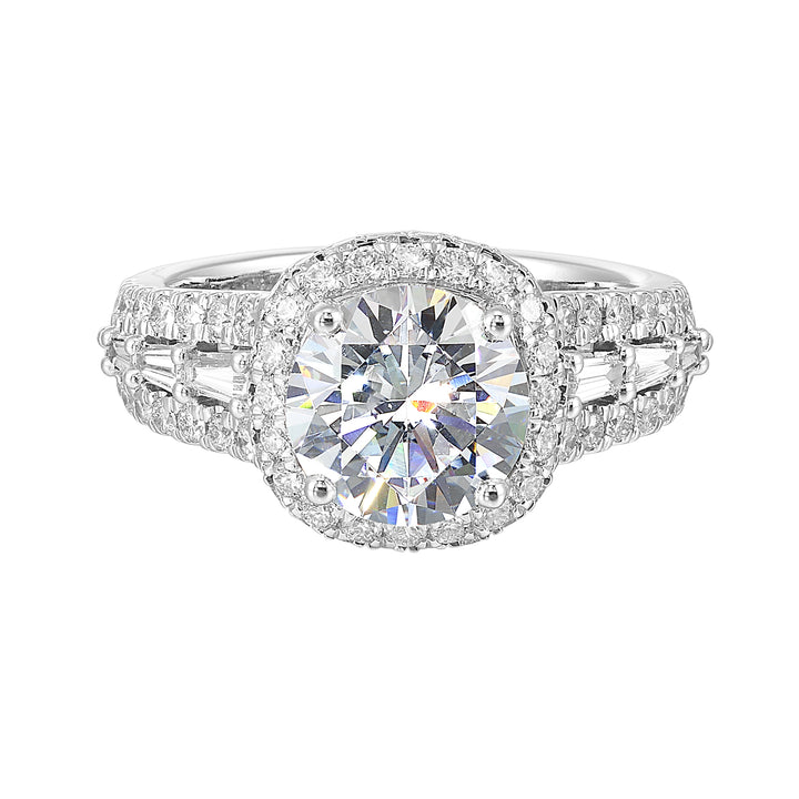 14Kt White Semi Mount 1 1/10Ctw For 2Ctw Round Center