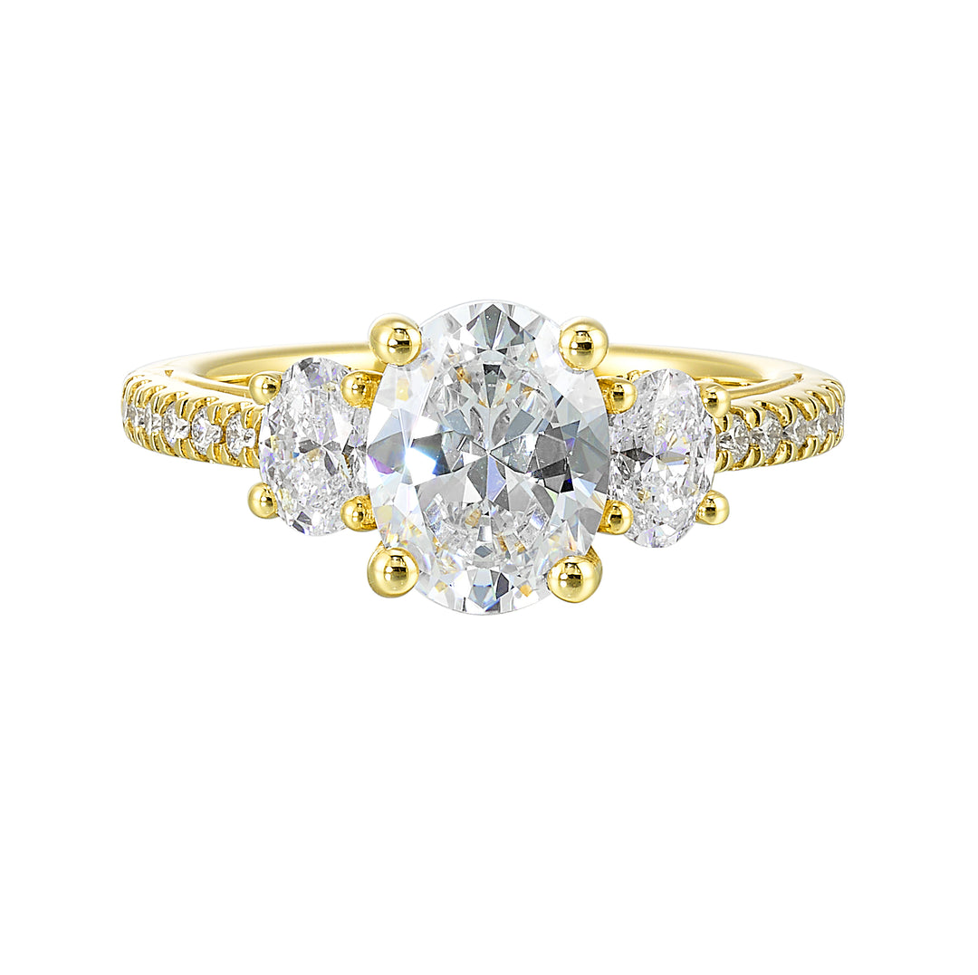 14Kt Yellow Semi Mount 7/8Ctw For 2Ctw Oval Center