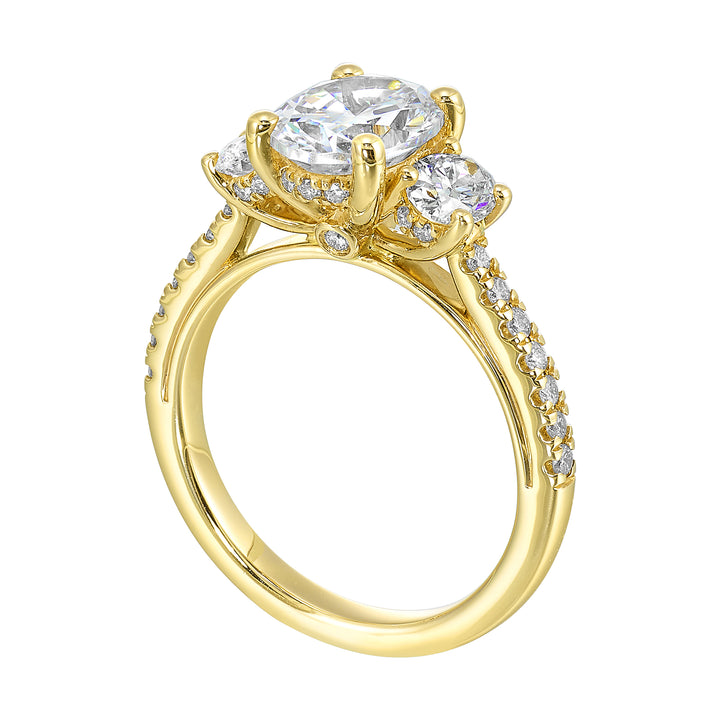14Kt Yellow Semi Mount 7/8Ctw For 2Ctw Oval Center