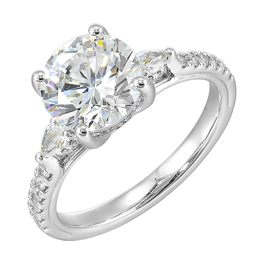 14Kt White Semi Mount 3/8Ctw For 2Ctw Round Center