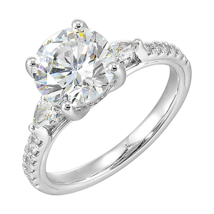 14Kt White Semi Mount 3/8Ctw For 2Ctw Round Center